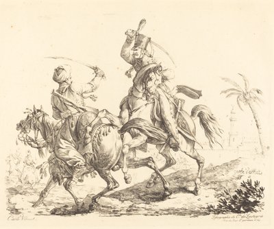 Ussaro che colpisce un Mamelucco da Carle Vernet