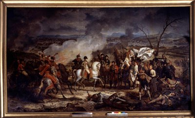 Guerra napoleonica: Imperatore Napoleone I (1769-1821) durante la Battaglia di Austerlitz il 2/12/1805. Dipinto di Antoine Vernet (1758-1836) 1805 Boissy Saint Leger. Chateau De Grosbois da Carle Vernet