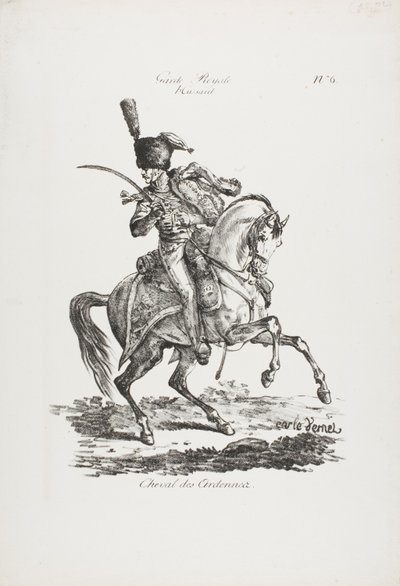 Guardia reale, ussaro a cavallo e cavallo n. 6 da Carle Vernet