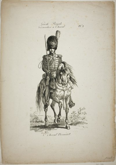 Guardia reale, granatiere normanno a cavallo e cavallo, n. 1 da Carle Vernet