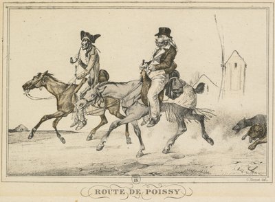 Scene di vita quotidiana, strade e sentieri: Strada per Poissy..., 1816 da Carle Vernet