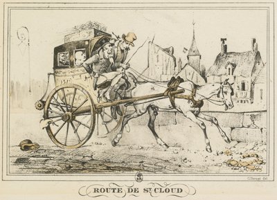 Scene di vita quotidiana, strade e sentieri: Strada per Saint-Cloud da Carle Vernet