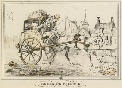 Scene di vita quotidiana, strade e sentieri: Strada per Saint-Cloud da Carle Vernet