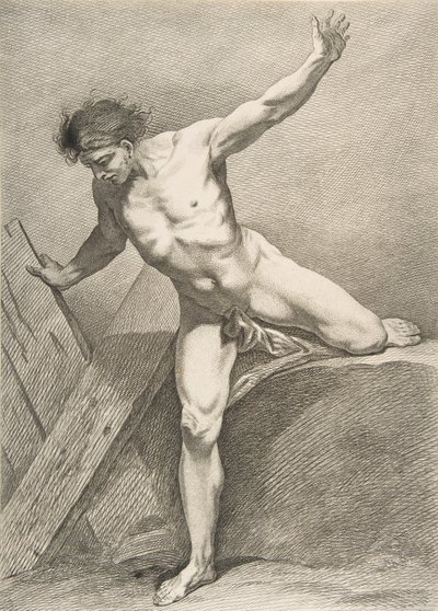 Un accademico: uomo che cammina appoggiato a una tavola da Carle van Loo