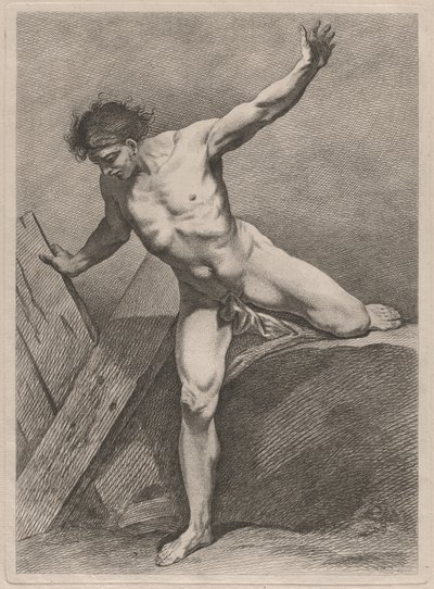 Uomo che scala con le braccia tese da Carle van Loo