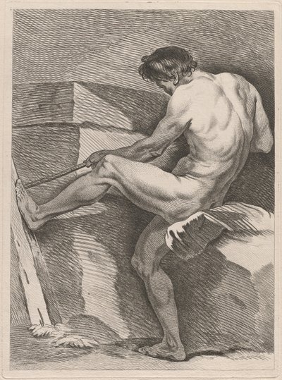 Uomo che tira una corda, con il piede puntato da Carle van Loo