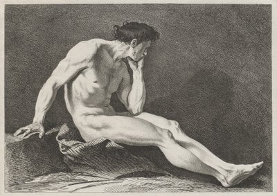 Uomo seduto con la testa in mano da Carle van Loo