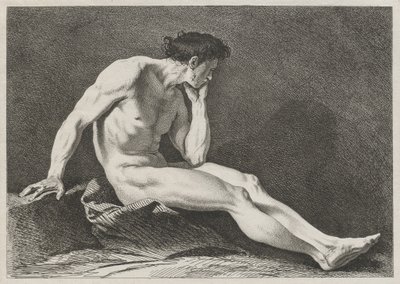 Uomo seduto con la testa nella mano da Carle van Loo