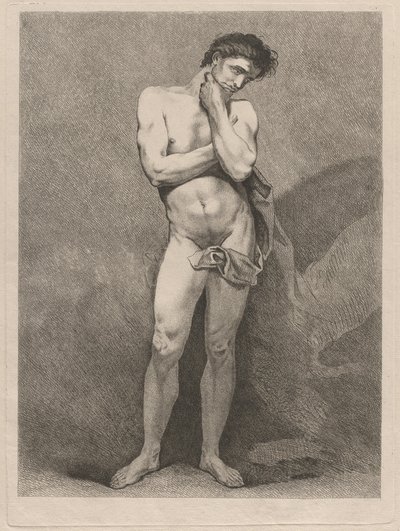 Uomo in piedi in posa pensierosa da Carle van Loo