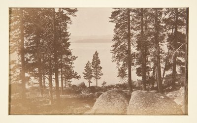Quattro scene ferroviarie e quattro vedute del Lago Tahoe: Lago Tahoe da Warm Springs da Carleton E. Watkins