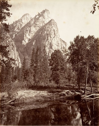 I Tre Fratelli, Yosemite, ca. 1872, stampato ca. 1876 da Carleton E. Watkins.