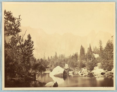 Veduta sul fiume Merced, Yosemite da Carleton E. Watkins