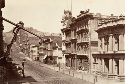 Lato nord di California Street, 1864, stampato ca. 1876 da Carleton Emmons Watkins