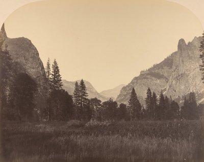 Su per la valle, North Dome al centro, Sentinel a sinistra da Carleton Emmons Watkins