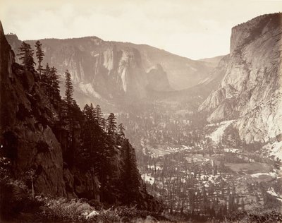 Valle di Yosemite da Glacier Point, ca. 1872, stampato ca. 1876 da Carleton Emmons Watkins