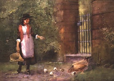 Ragazza che nutre le galline da Carleton Grant