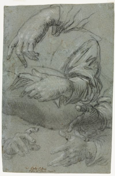 Studi di mani, recto, c. 1586 da Carletto Caliari