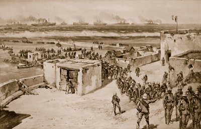 Truppe italiane sbarcano dopo il bombardamento di Bengasi da Carlo Ademollo