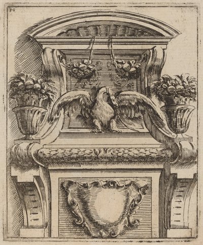 Motivo architettonico con un uccello da Carlo Antonio Buffagnotti