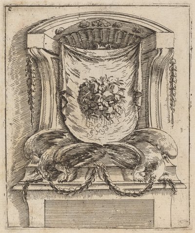 Motivo architettonico con drappo e frutta da Carlo Antonio Buffagnotti