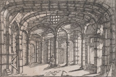 Interno di una prigione in cui siede una donna, ca. 1680-1710 da Carlo Antonio Buffagnotti