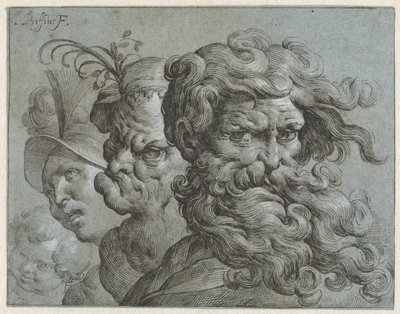 Quattro teste di carattere di ragazzi e uomini di età diverse da Carlo Biffi