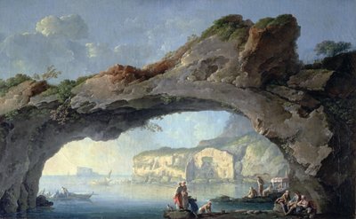 Grande arco di roccia con vista sul mare di Napoli da Carlo Bonaria or Bonavia