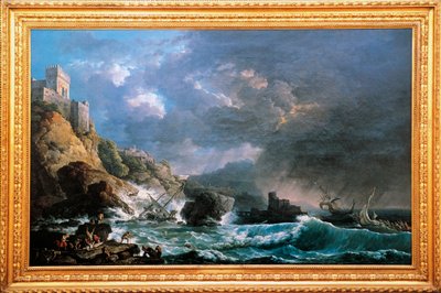 Naufragio in una baia rocciosa, di Carlo Bonavia (attivo 1755-1788), Italia da Carlo Bonaria or Bonavia
