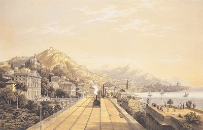 Frontespizio da "Vedute sulla ferrovia tra Torino e Genova", 1853 da Carlo Bossoli