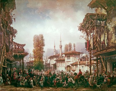 Scena di strada a Costantinopoli da Carlo Bossoli