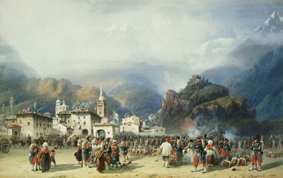 La guerra in Italia: Susa, Mont Cenis, bivacco con truppe francesi da Carlo Bossoli