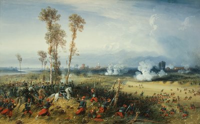 La guerra in Italia: la battaglia di Palestro, il re di Sardegna alla testa delle truppe da Carlo Bossoli
