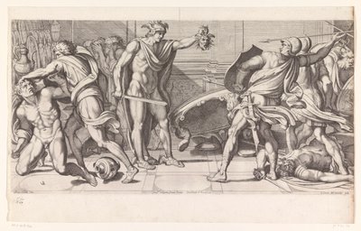 Fineo e i suoi seguaci trasformati in pietra (serie: Dipinti nel Palazzo Farnese a Roma) da Carlo Cesio