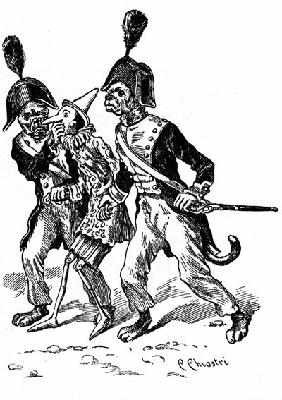 Illustrazione di Pinocchio di Carlo Chiostri (1863-1939), uno dei primi illustratori italiani dell