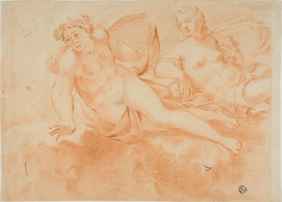Due figure femminili nude con le nuvole (recto); frammento di figura sdraiata (verso) da Carlo Cignani