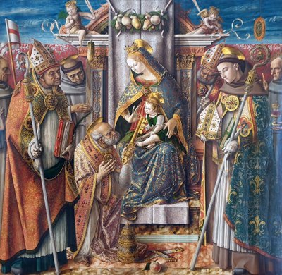 Tedesco: Madonna in trono con il bambino, la consegna delle chiavi a San Pietro Apostolo e con San Giovanni Capistrano, Sant