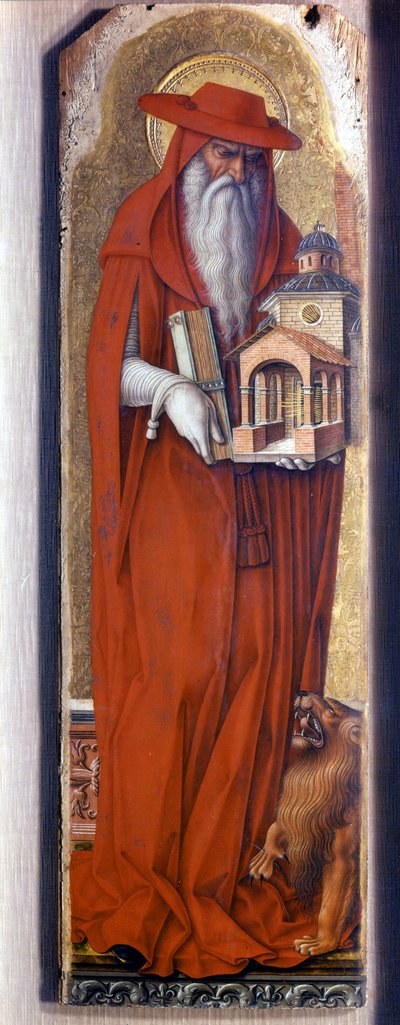San Girolamo che indossa il costume del vescovo (cappello). Predelle Demidoff di Carlo Crivelli (1430/35 - 1494). 1476 da Carlo Crivelli