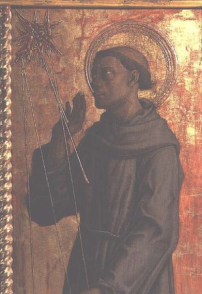 San Francesco, dettaglio dal polittico di San Silvestro da Carlo Crivelli