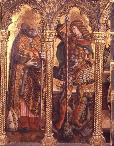 San Nicola e San Michele, dettaglio dal polittico di San Martino da Carlo Crivelli