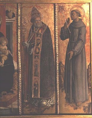 San Silvestro e San Francesco, dettaglio dal polittico di San Silvestro da Carlo Crivelli