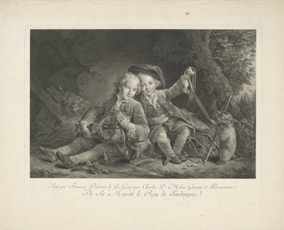 Due ragazzi con marmotta da Carlo Domenico Melini
