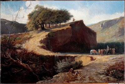 Cacciatori in un paesaggio italiano da Carlo Felice Biscarra