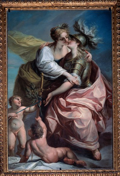 Allegoria dei tredici valori della repubblica: la Pace che abbraccia la Giustizia da Carlo Giuseppe Ratti