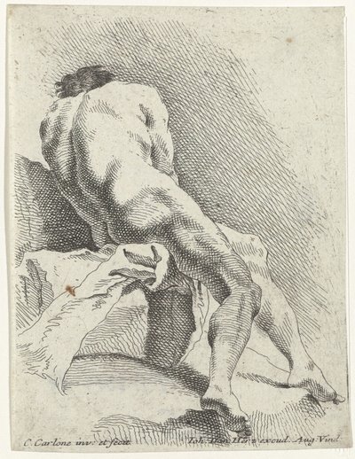 Nudo maschile seduto visto da dietro da Carlo Innocenzo Carlone