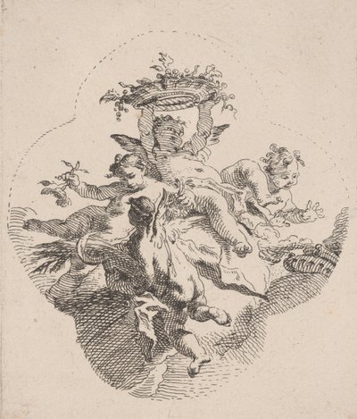 Putti che tengono fiori, 1725-75 da Carlo Innocenzo Carloni
