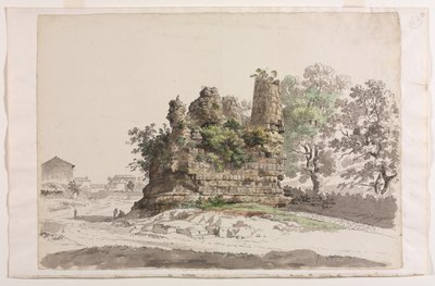Il cosiddetto sepolcro dei fratelli Curiatii ad Albano, con la chiesa della Madonna da Carlo Labruzzi