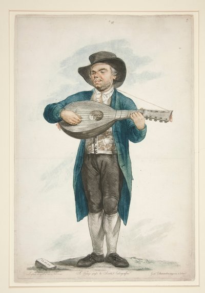 Claudi, il suonatore di liuto cieco e cantante. Dalla serie di dodici personaggi di strada fiorentini. da Carlo Lasinio