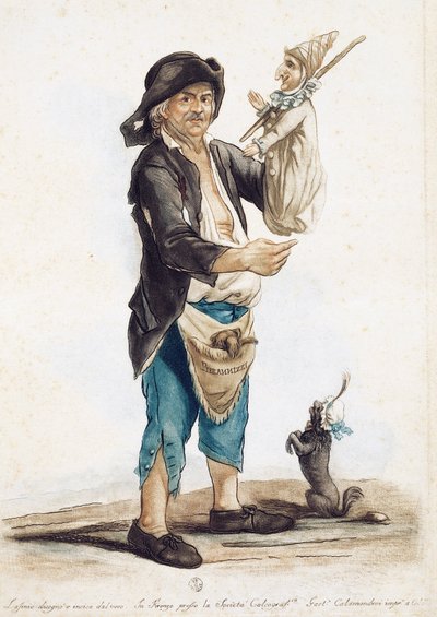 Burattinaio Pierannizzi, disegno e incisione colorata di Carlo Lasinio, Italia da Carlo Lasinio