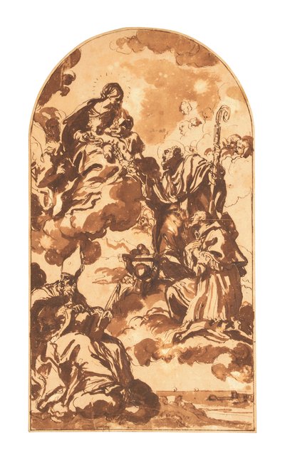 La Madonna col Bambino appare ai Santi Ambrogio, Francesco di Sales e Nicola di Bari da Carlo Maratta or Maratti