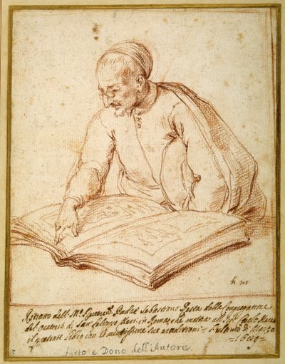 Padre Sebastiano Resta esamina un foglio di disegni da Carlo Maratti